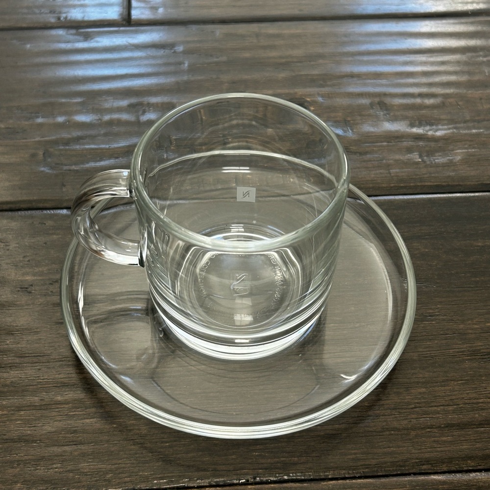 Nespresso Vertuo Lungo Cup Saucer Glass Set 2.7 Oz NEW